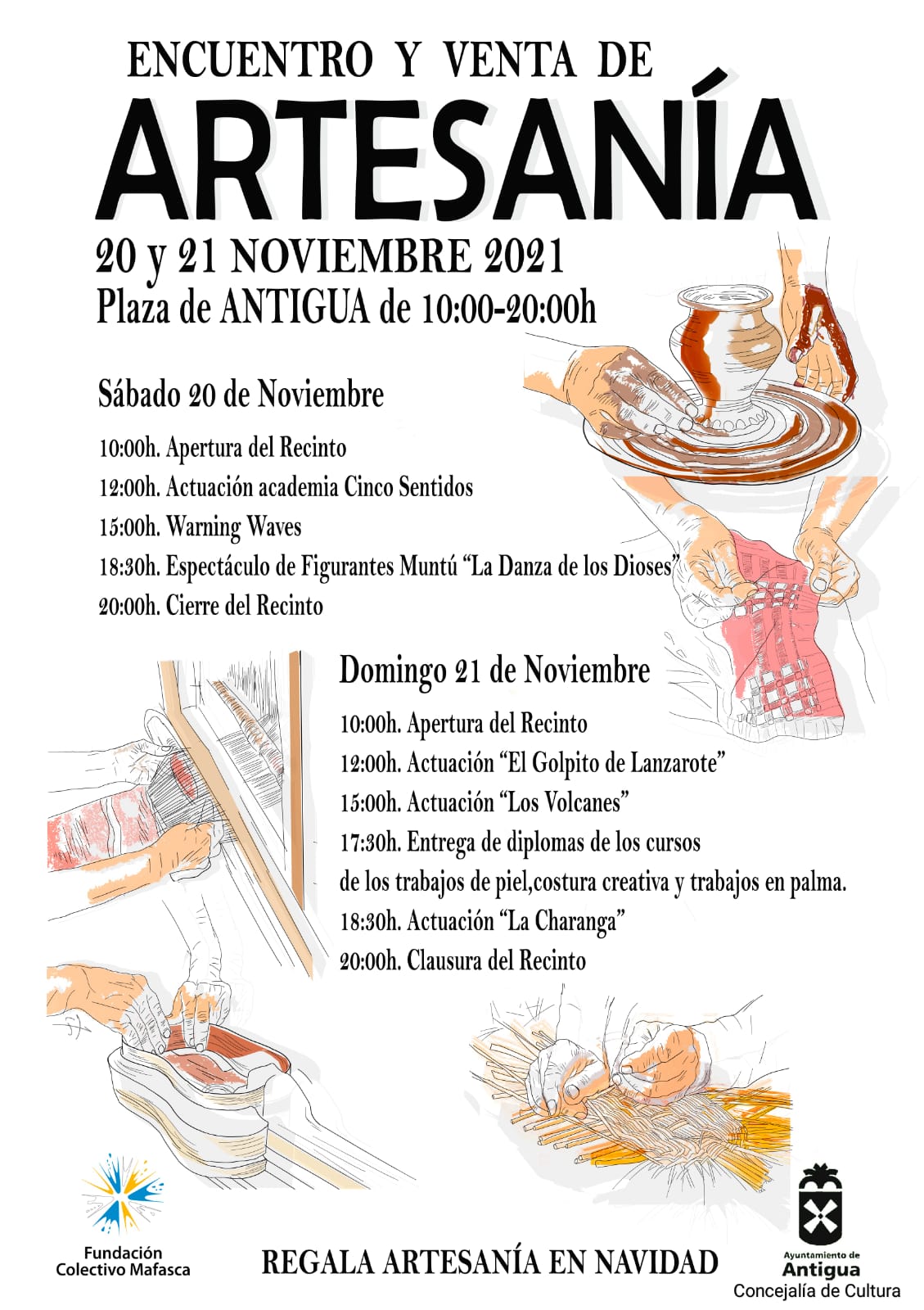 El Encuentro y Venta de Artesanía en Antigua presenta un cartel de espectáculos y actuaciones