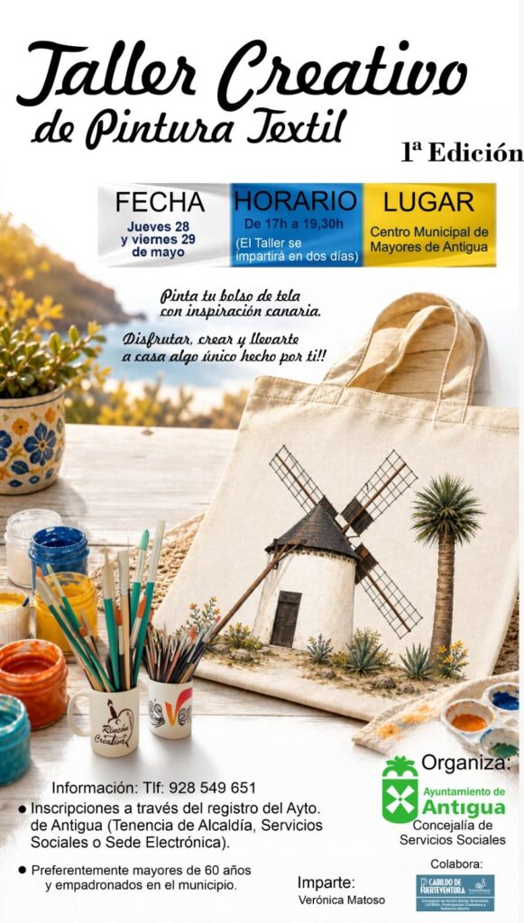 Antigua organiza un nuevo taller creativo de pintura textil